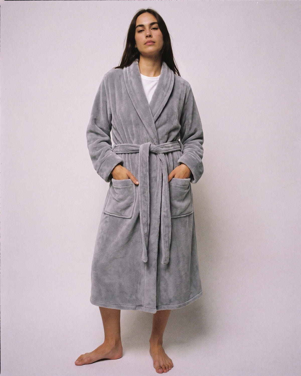 Bademantel Damen Grau