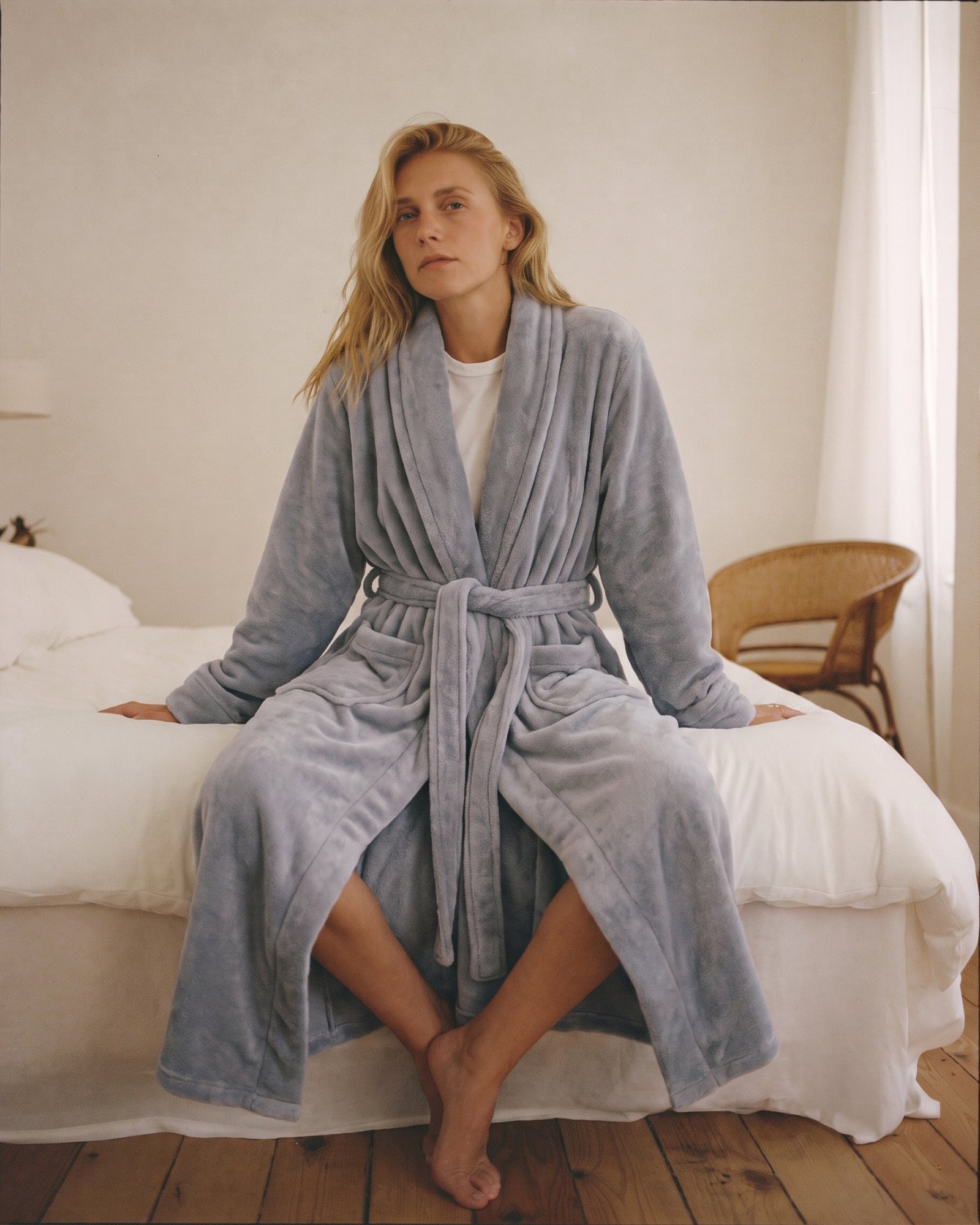 Bademantel Damen Grau