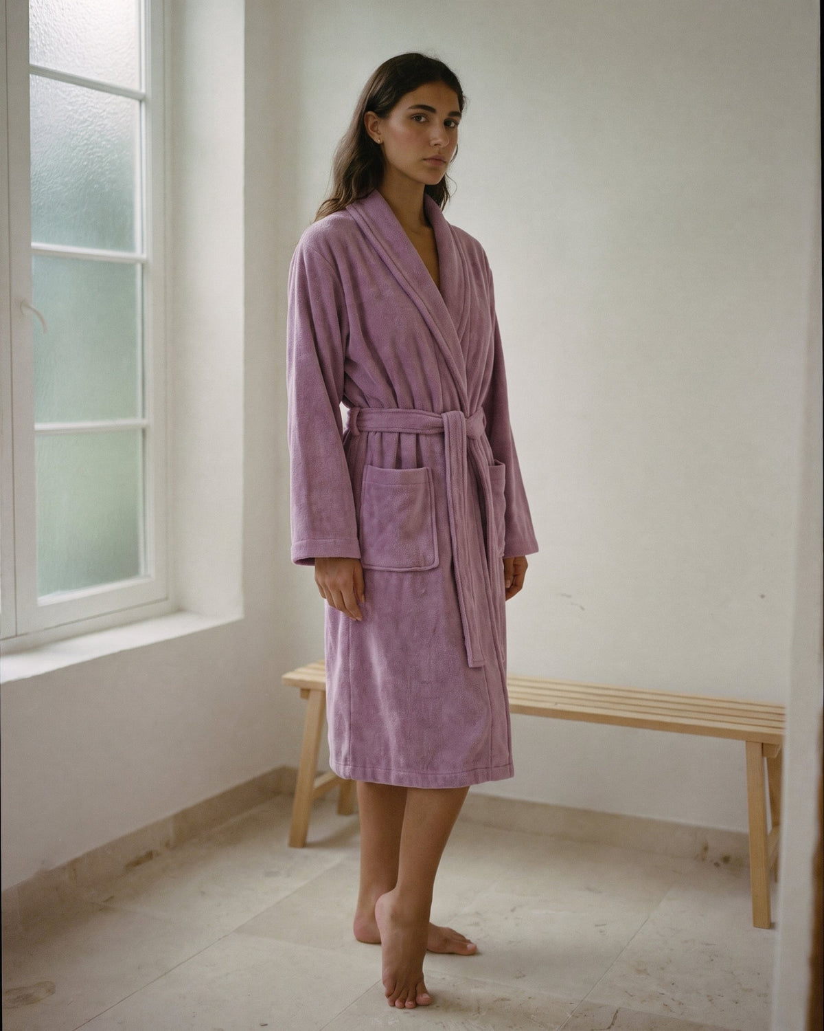 Bademantel Damen Lila