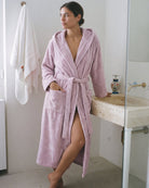 Bademantel Damen Rosa mit Kapuze