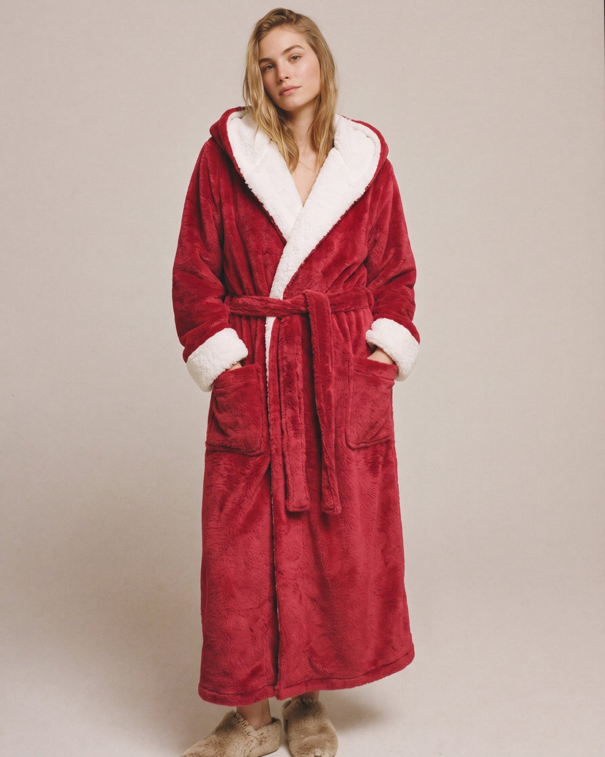 Bademantel Damen Rot