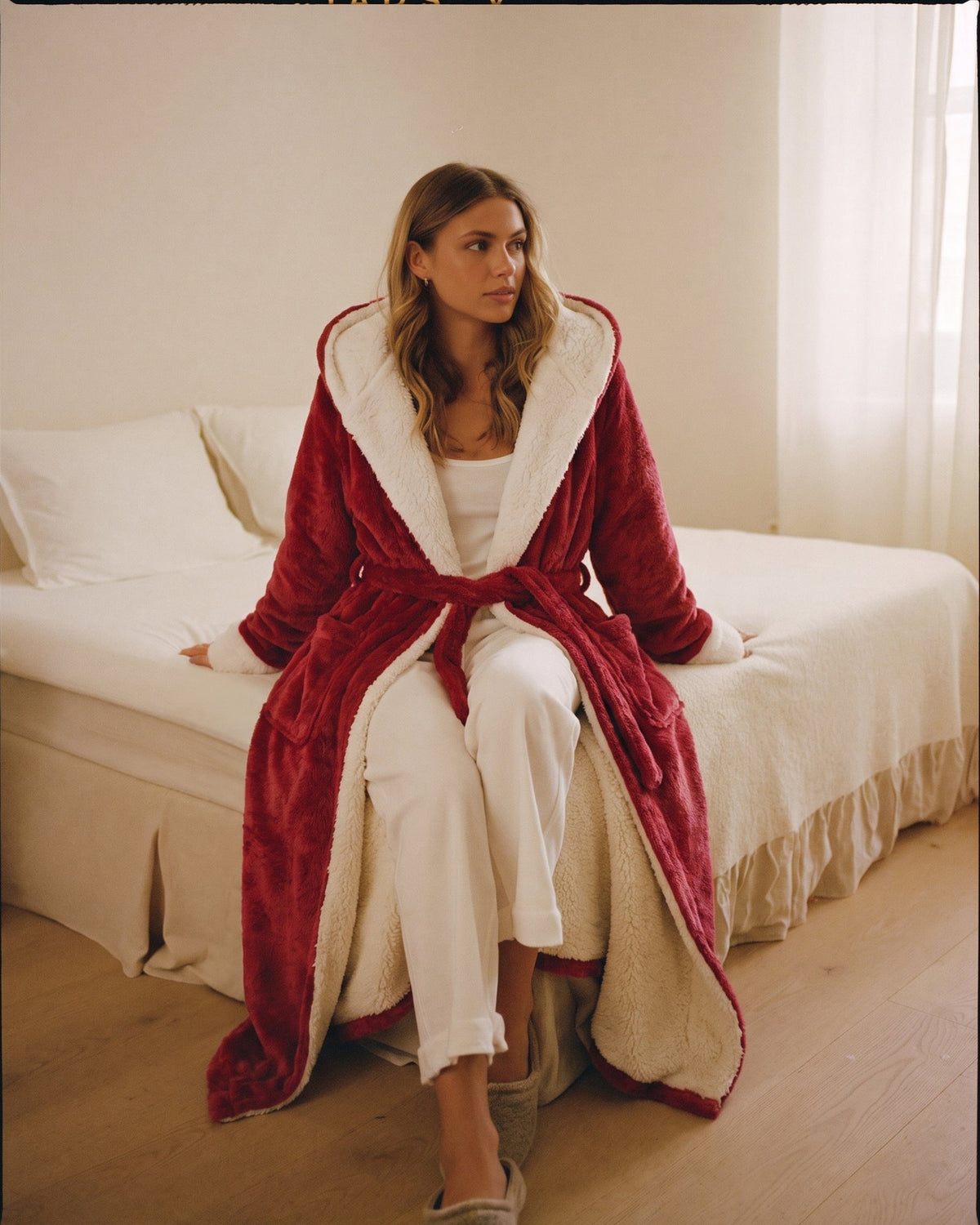 Bademantel Damen Rot