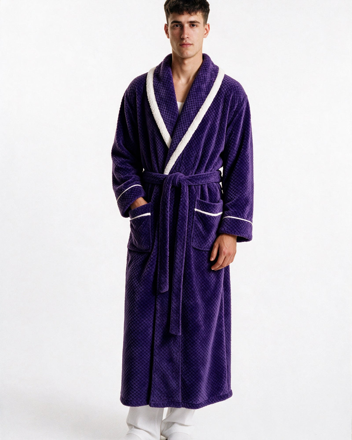 Bademantel Herren Lila
