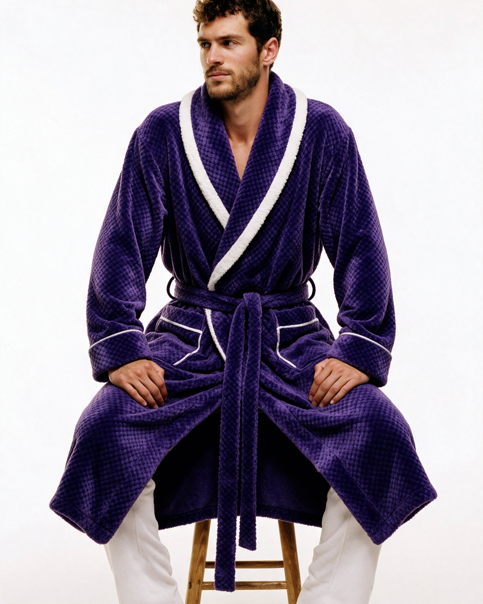 Bademantel Herren Lila