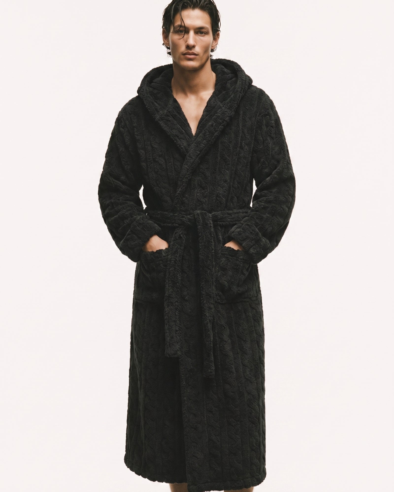 Bademantel Herren Schwarz
