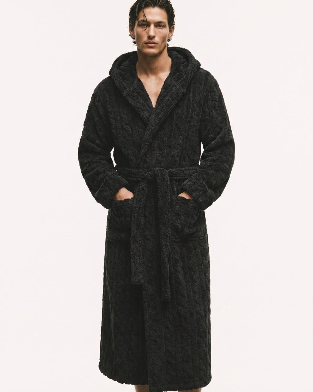 Bademantel Herren Schwarz