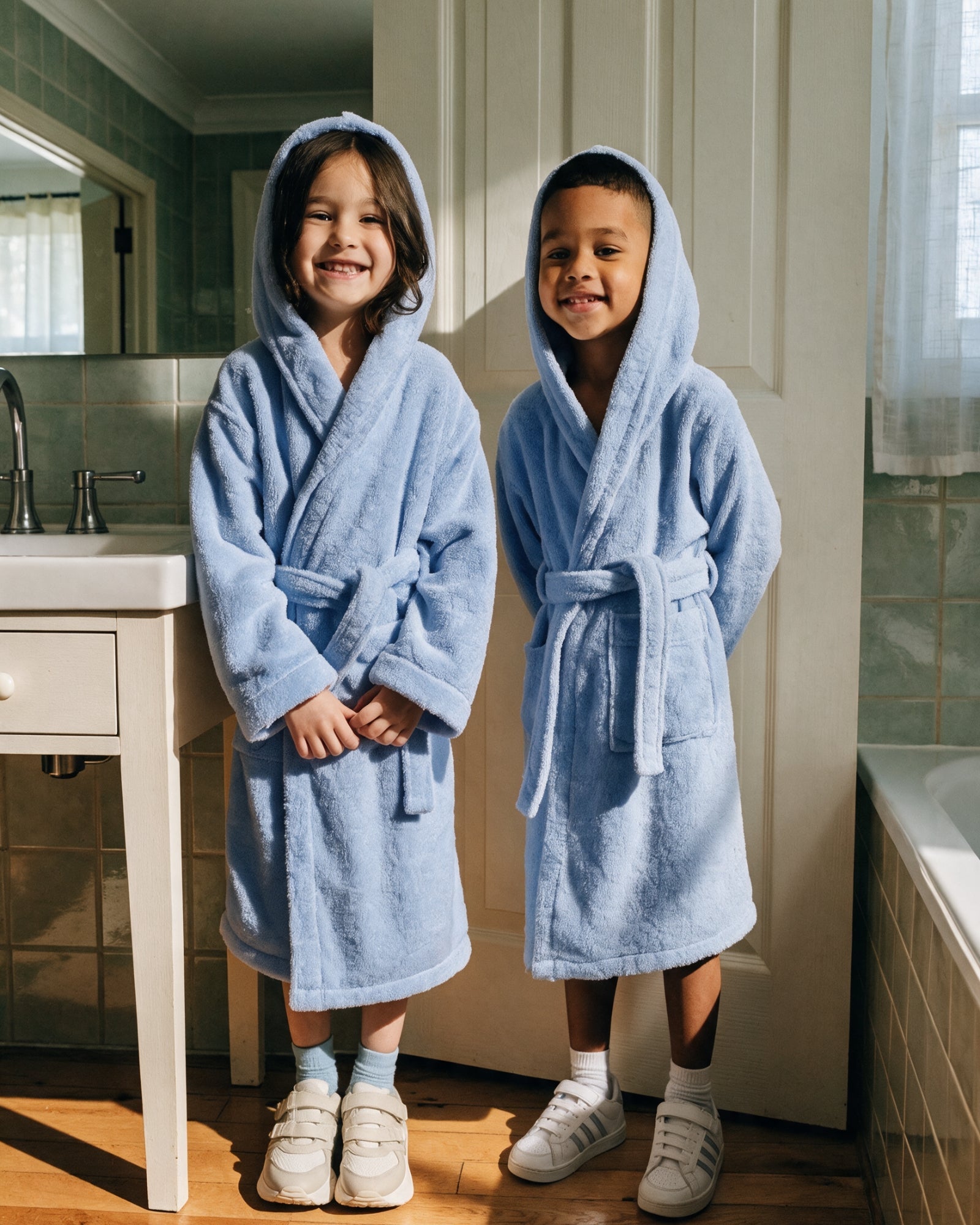 Bademantel Kinder Blau