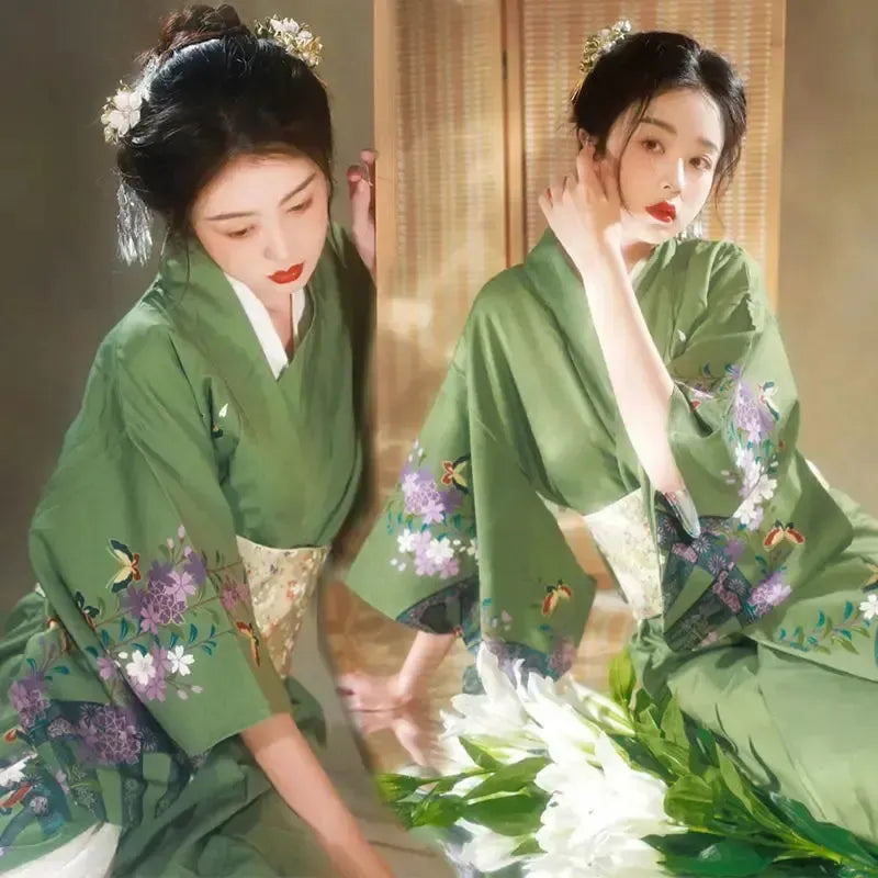 Kimono Grün Blumen