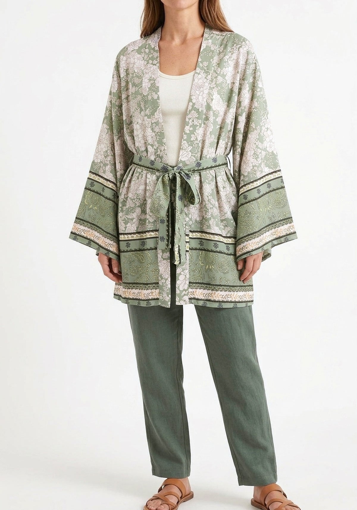 Kimono Kurz Damen Grün
