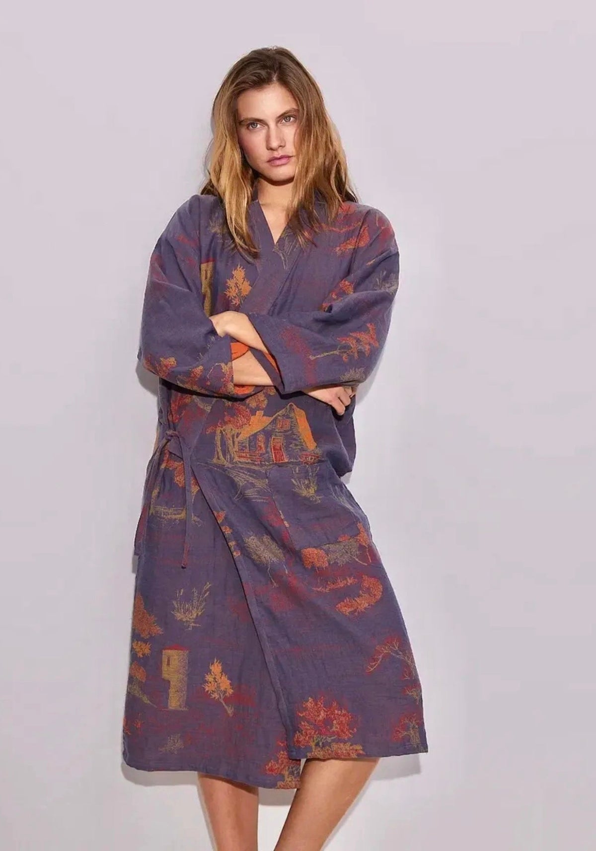 Kimono Morgenmantel Baumwolle