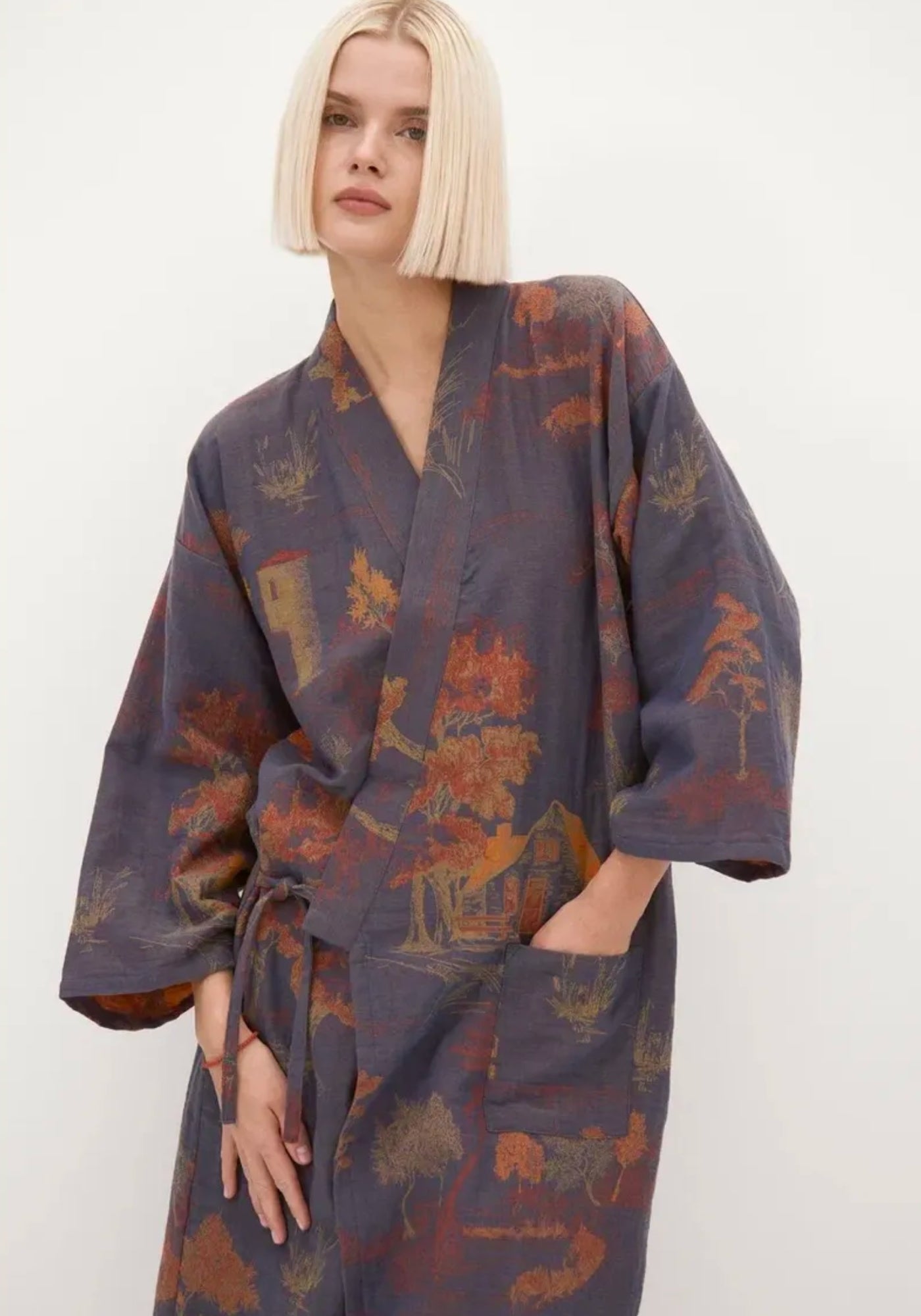 Kimono Morgenmantel Baumwolle