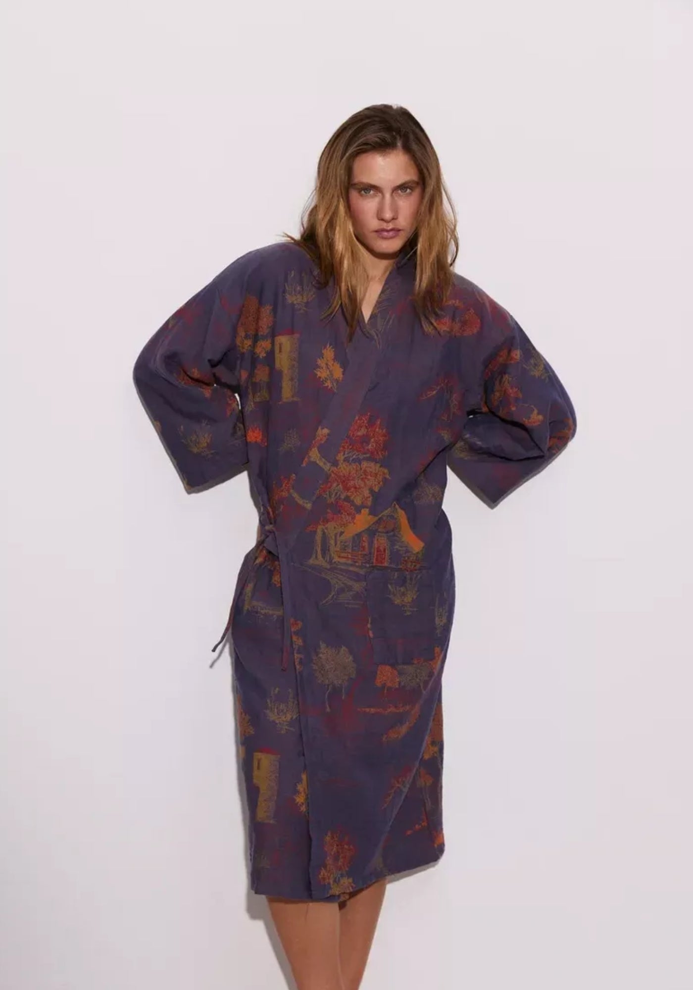 Kimono Morgenmantel Baumwolle