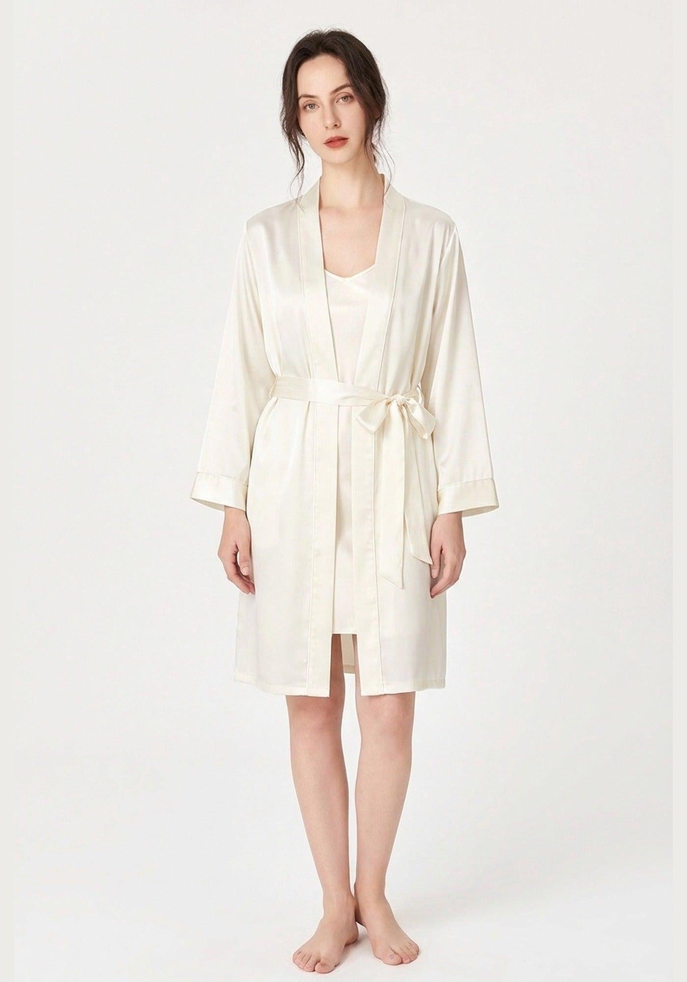 Kimono Morgenmantel Damen Kurz Seide