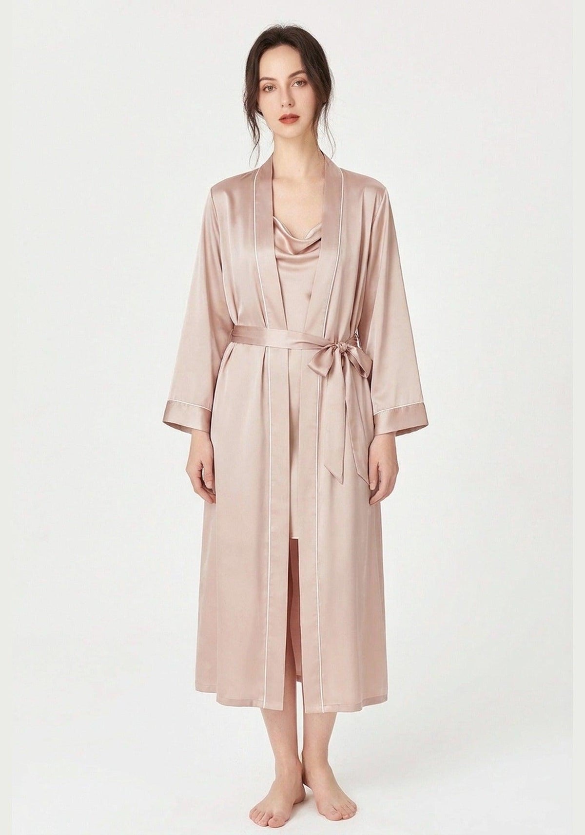 Kimono Morgenmantel Damen Kurz Seide
