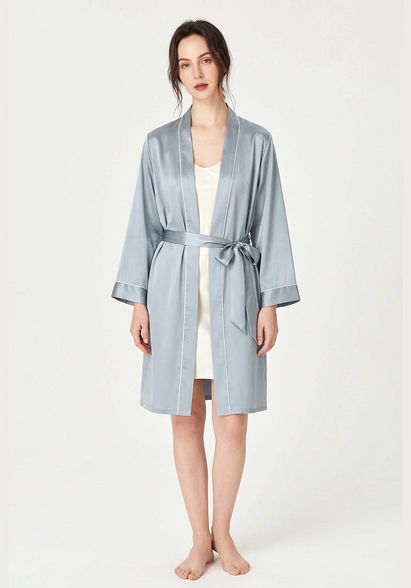Kimono Morgenmantel Damen Kurz Seide