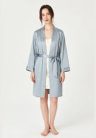 Kimono Morgenmantel Damen Kurz Seide