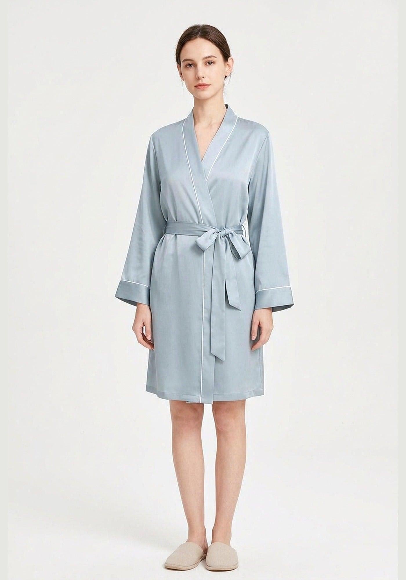 Kimono Morgenmantel Damen Kurz Seide