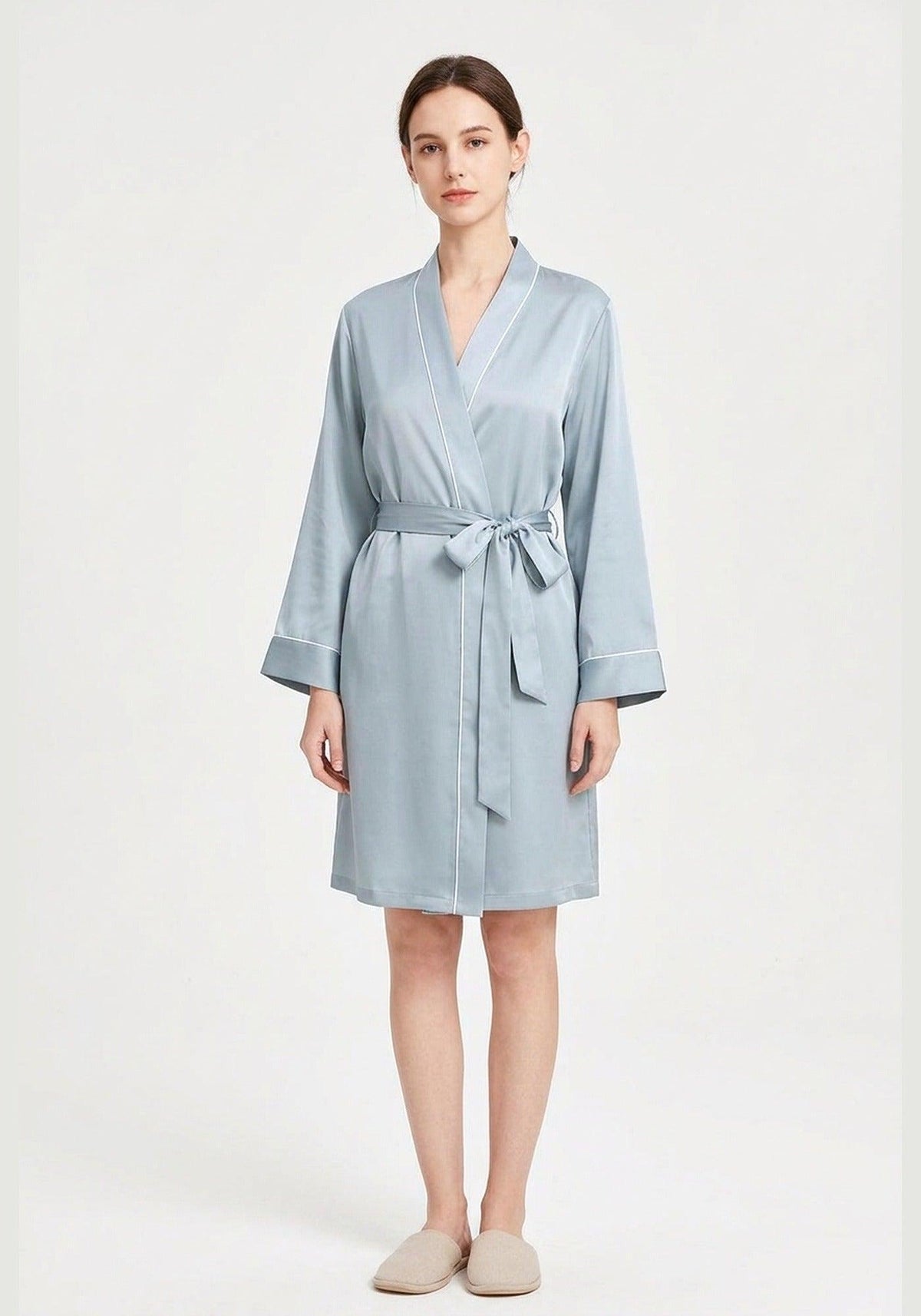 Kimono Morgenmantel Damen Kurz Seide