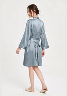 Kimono Morgenmantel Damen Kurz Seide
