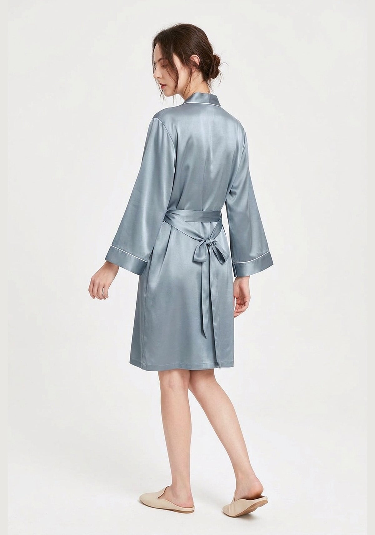 Kimono Morgenmantel Damen Kurz Seide