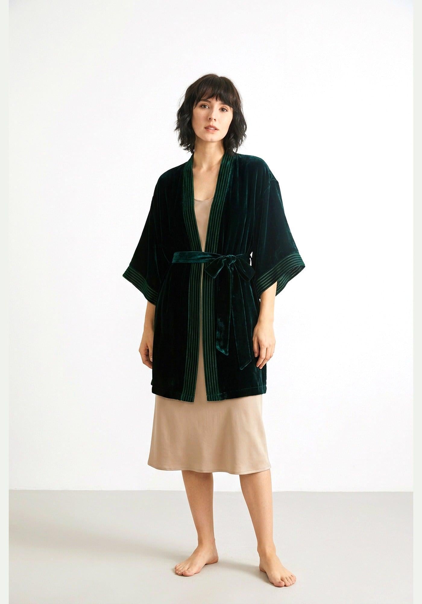 Kimono Morgenmantel Damen Seide