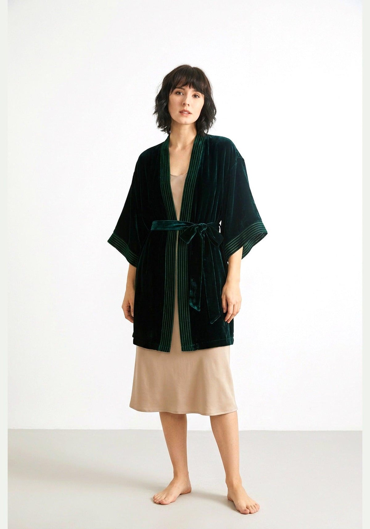 Kimono Morgenmantel Damen Seide