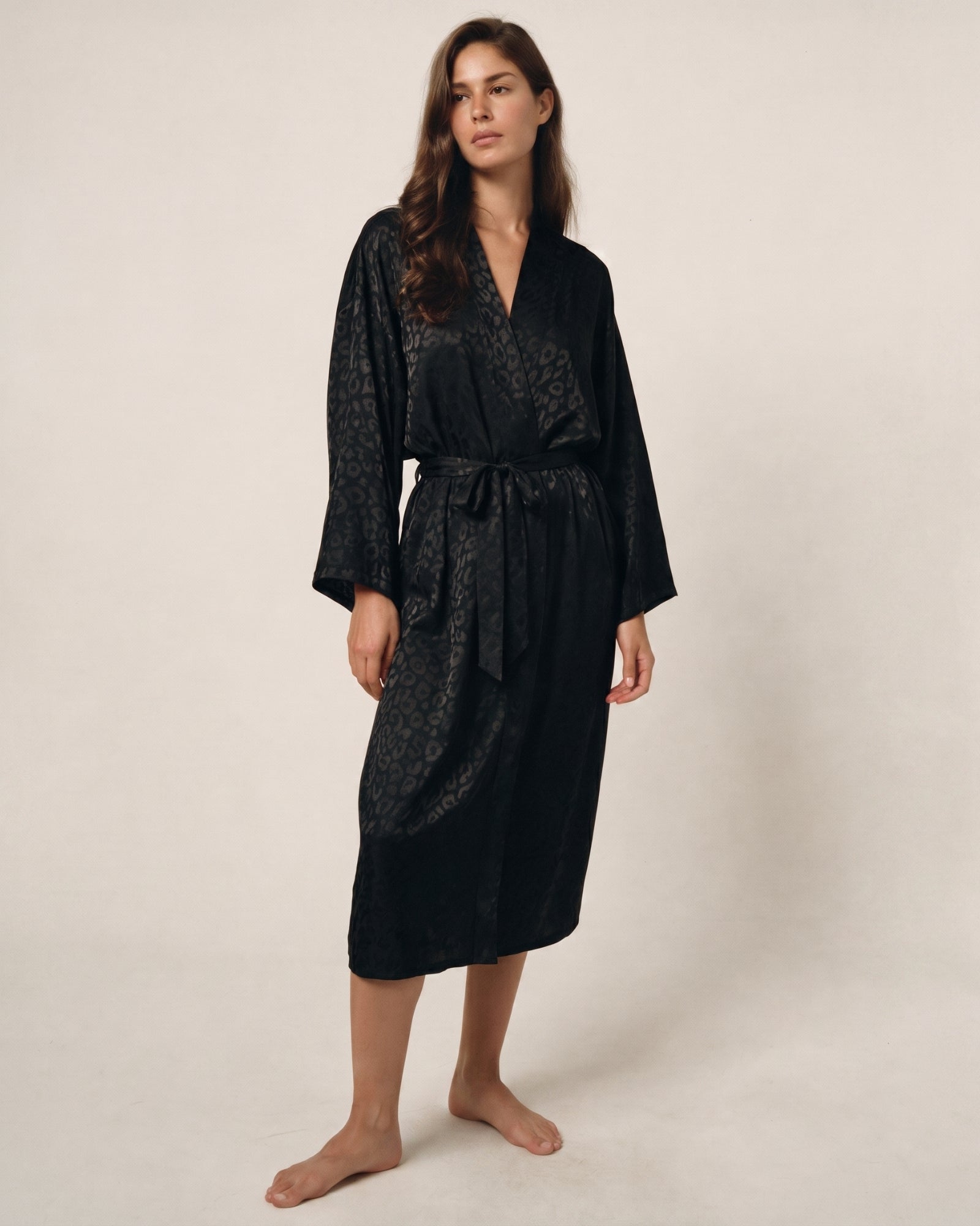 Kimono Morgenmantel Schwarz