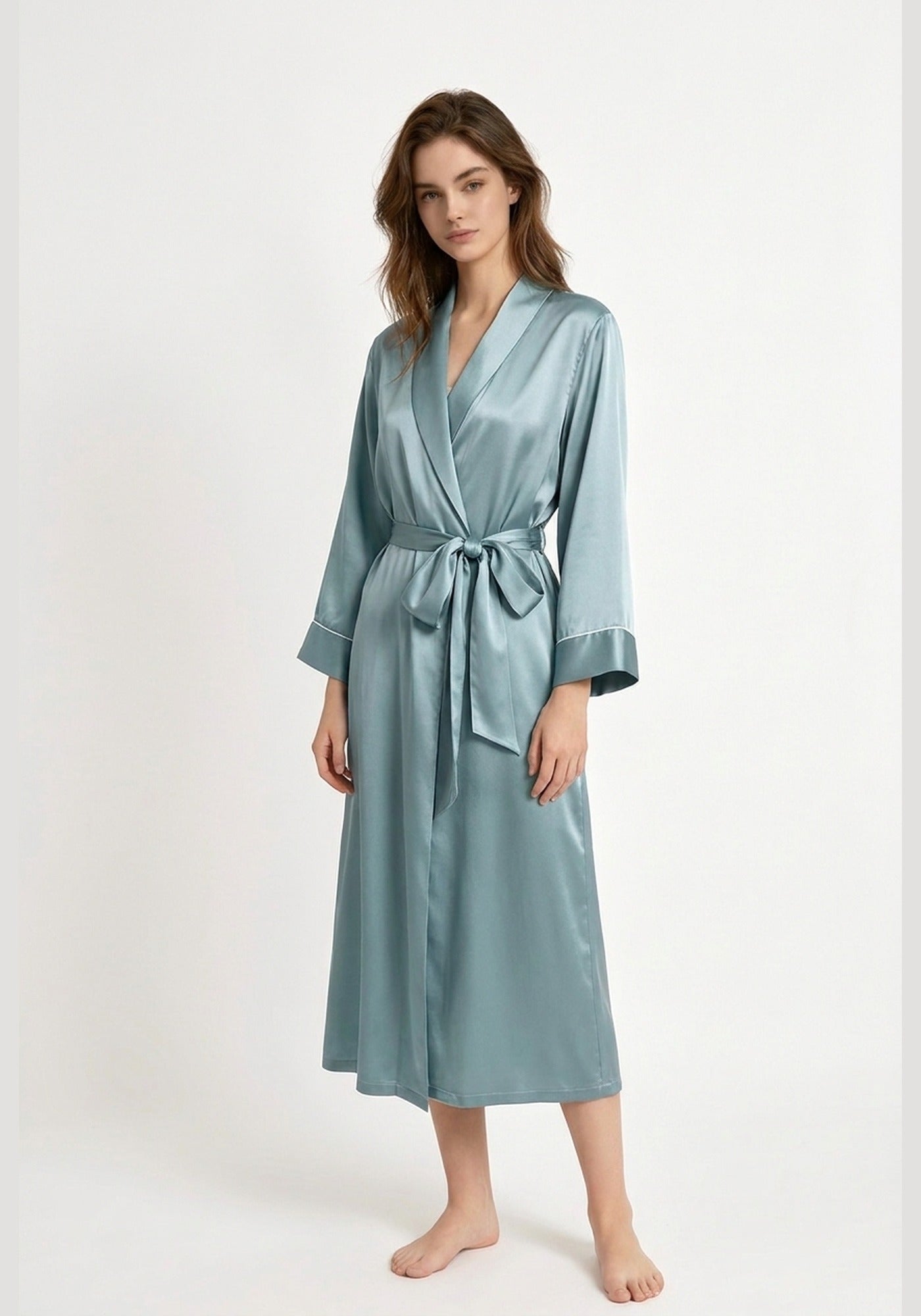 Kimono Morgenmantel Seide Lang
