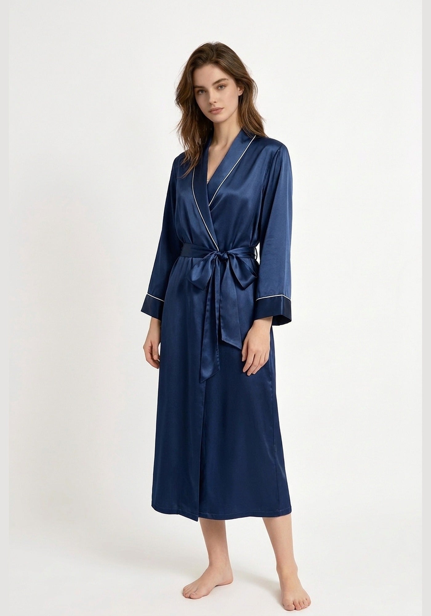 Kimono Morgenmantel Seide Lang