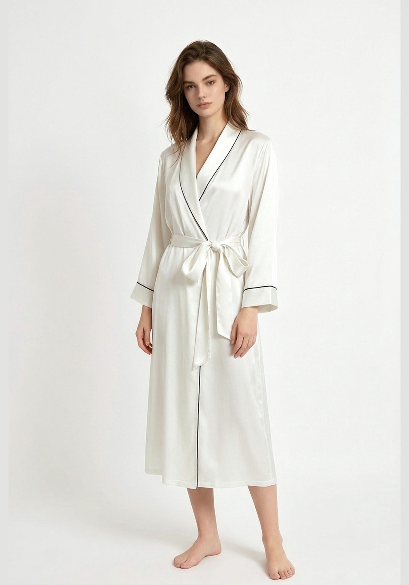 Kimono Morgenmantel Seide Lang