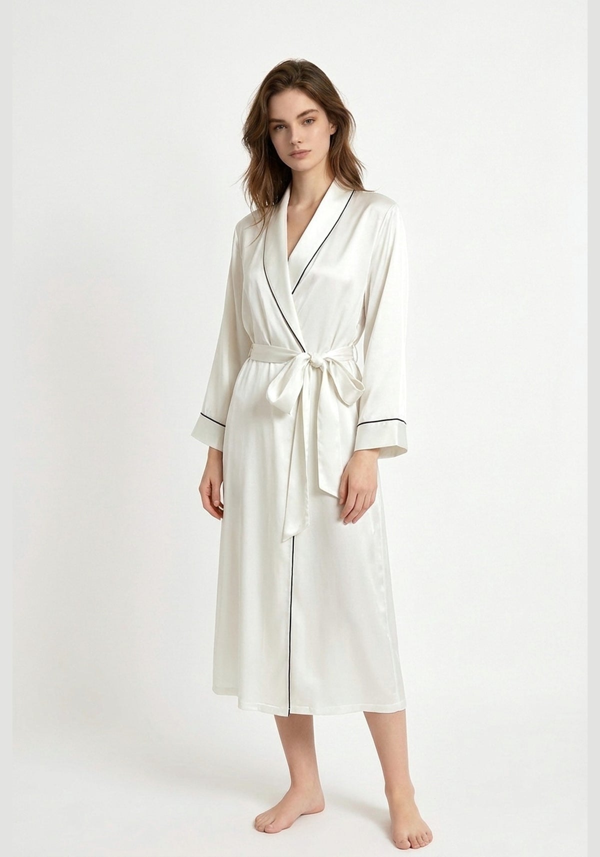 Kimono Morgenmantel Seide Lang