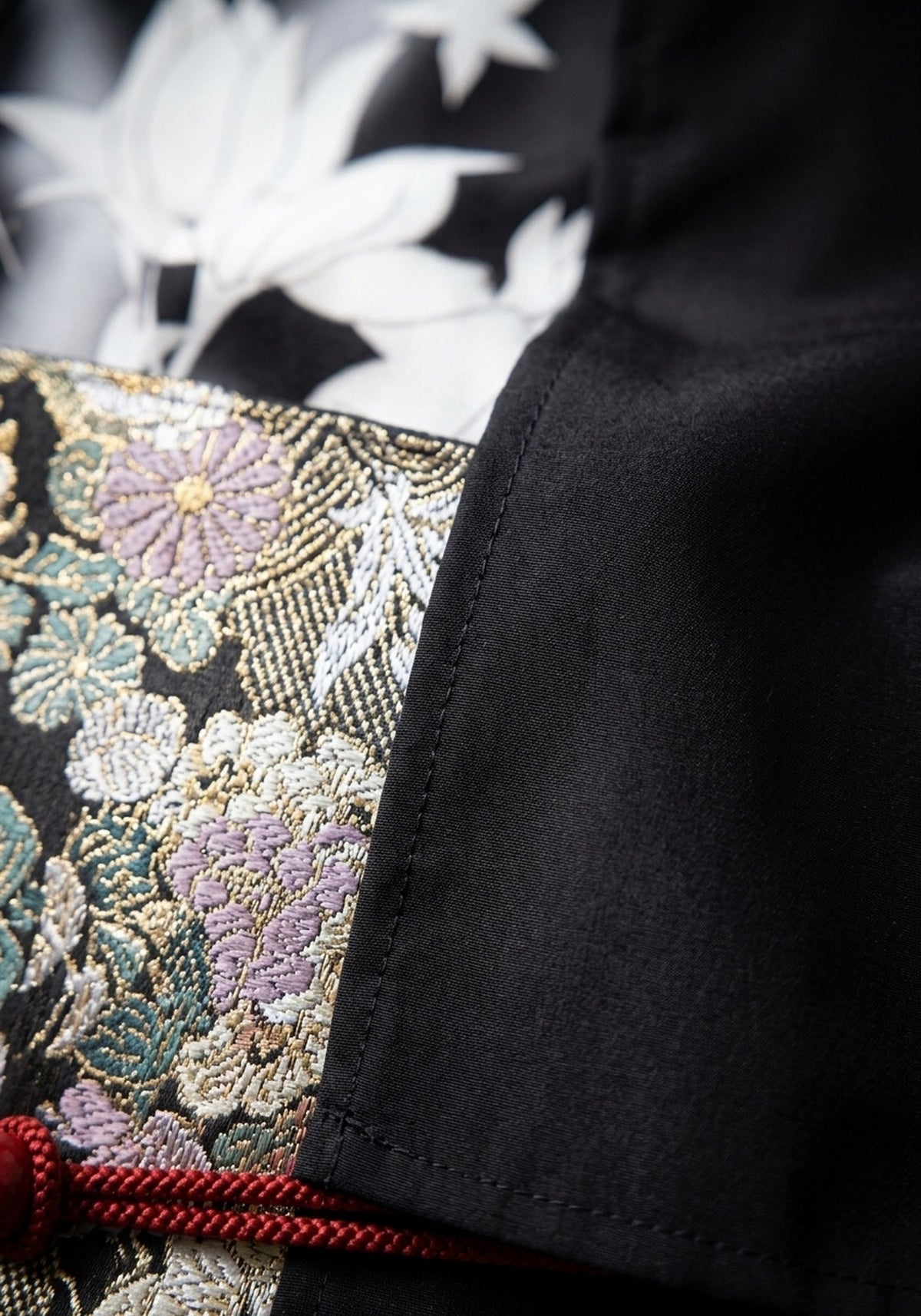 Kimono Schwarz Blumen