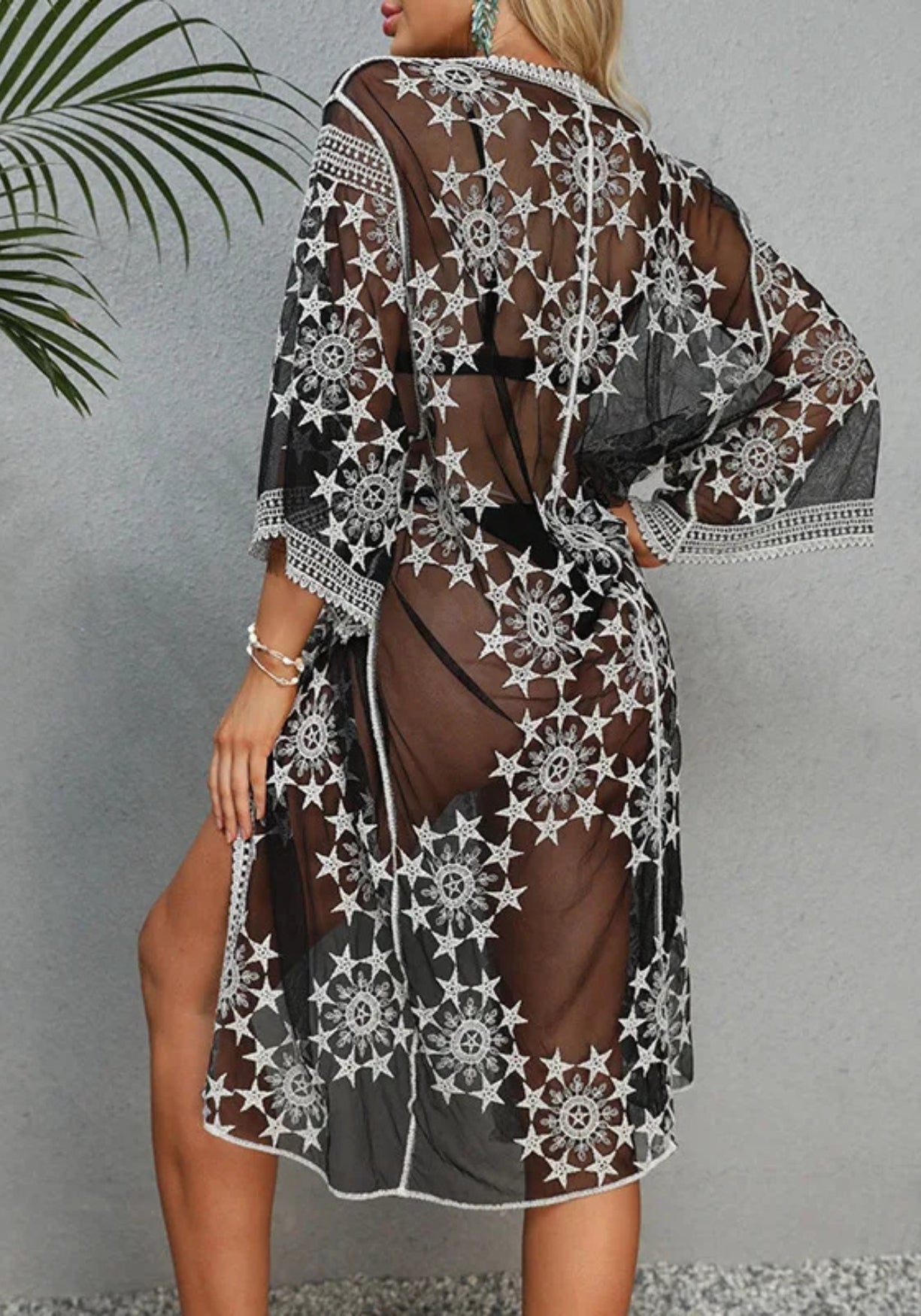 Kimono Schwarz Spitze