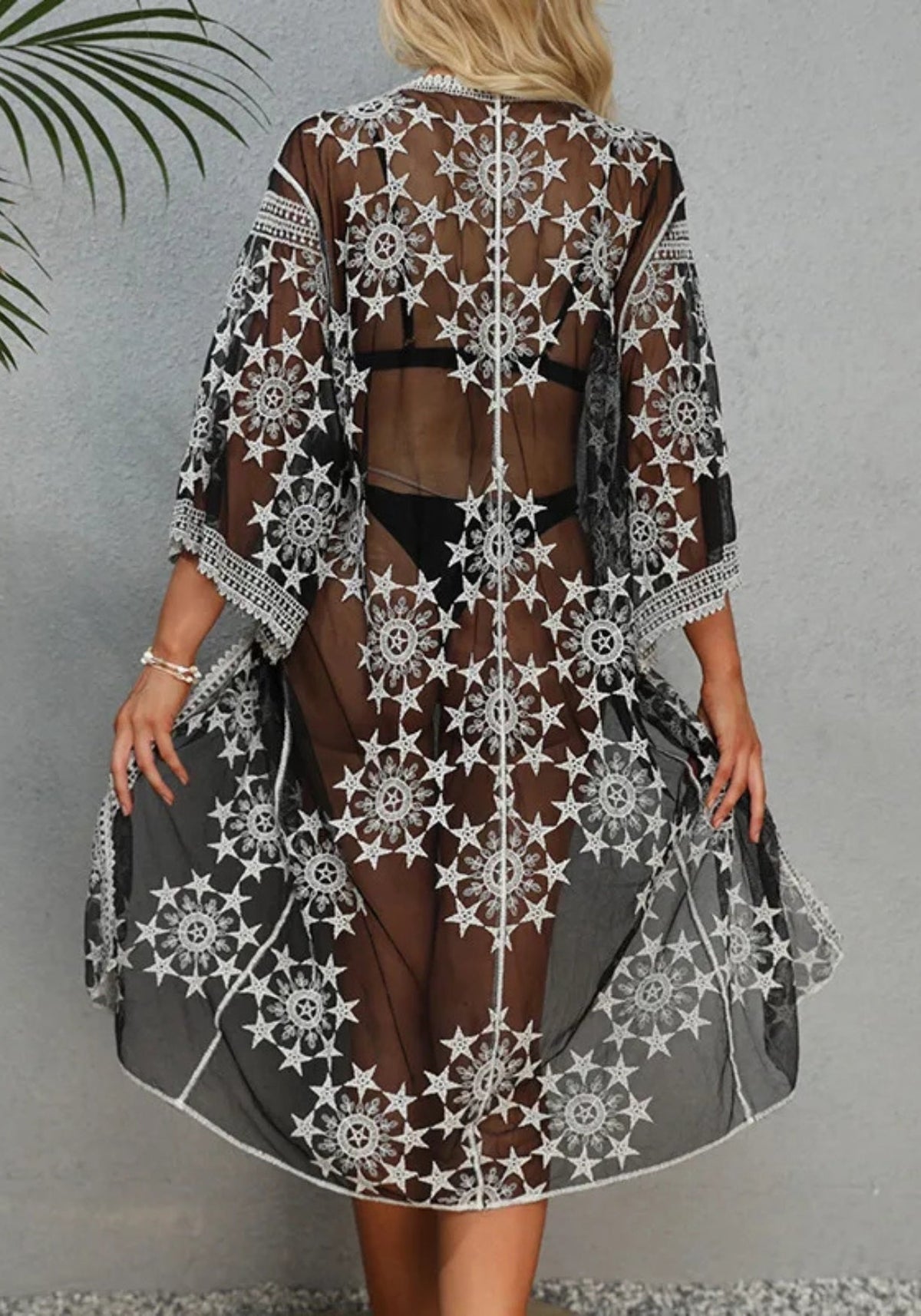 Kimono Schwarz Spitze