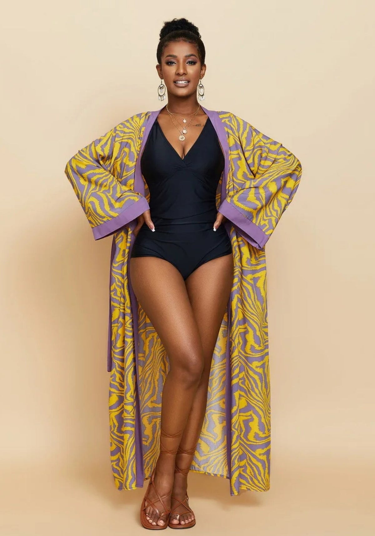 Kimono Schwarz Weiß