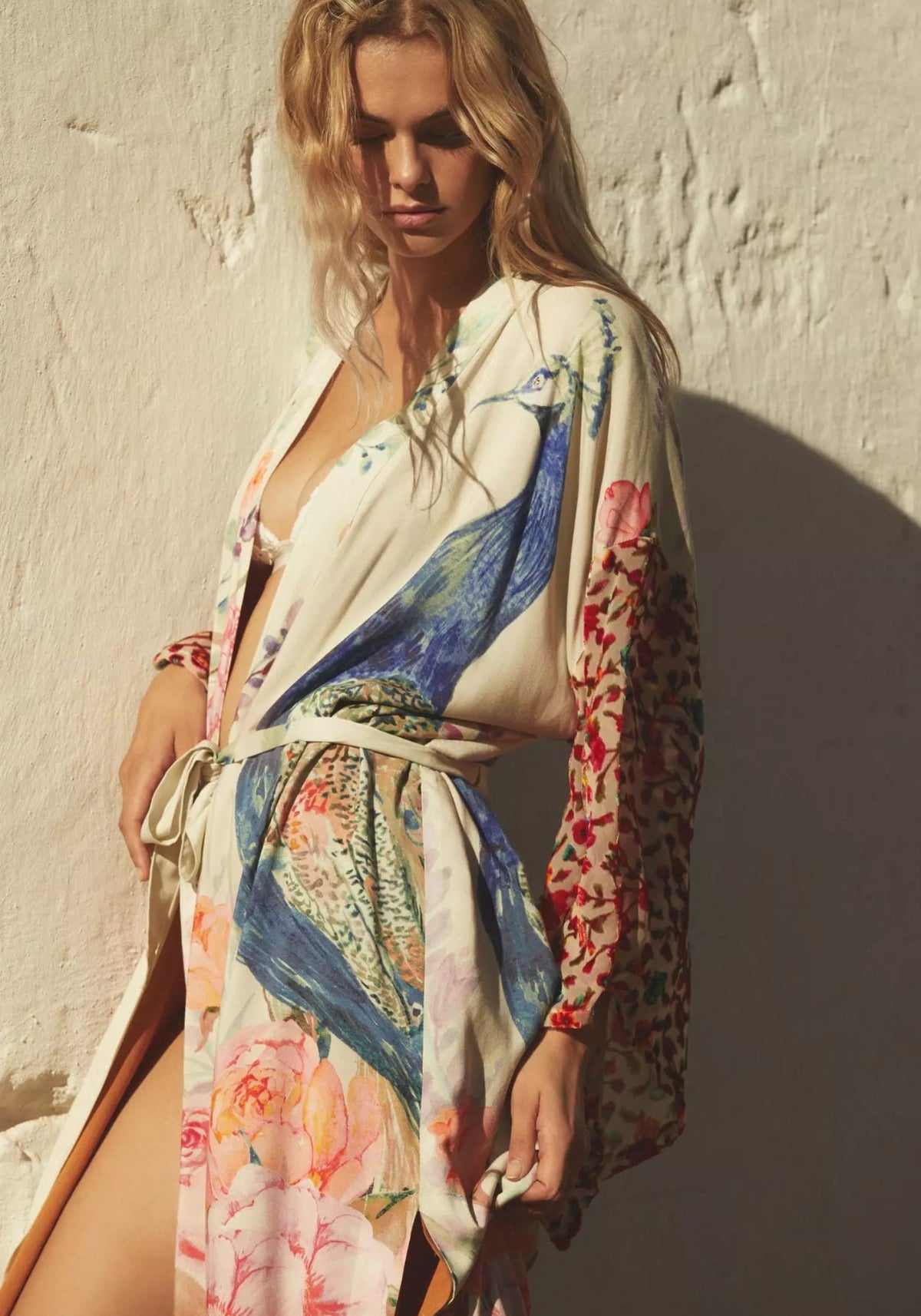Kimono Weiß Blumen