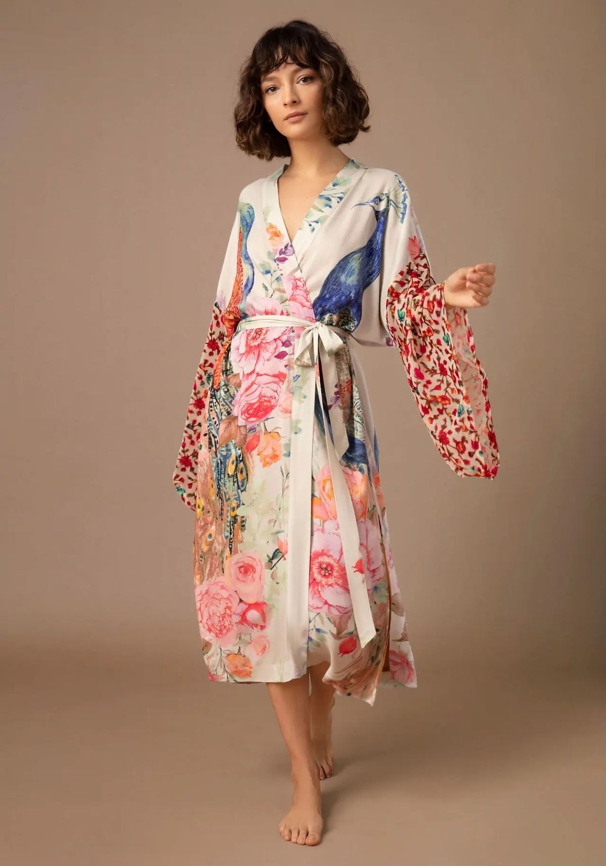 Kimono Weiß Blumen