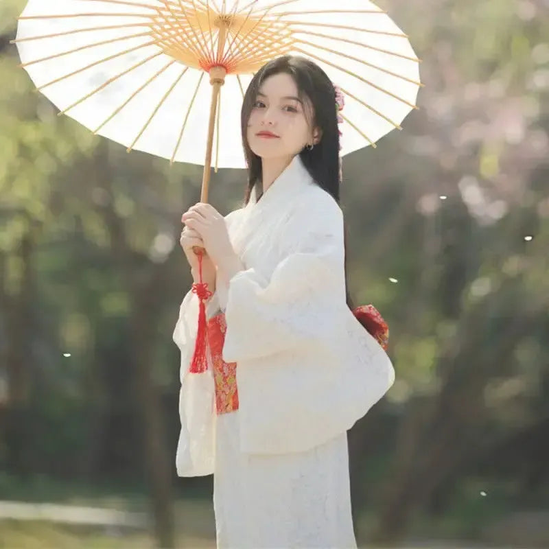 Kimono Weiß Lang