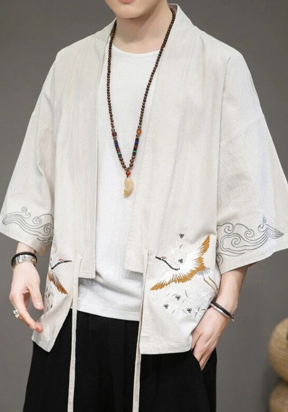 Kimono mit Kranichen