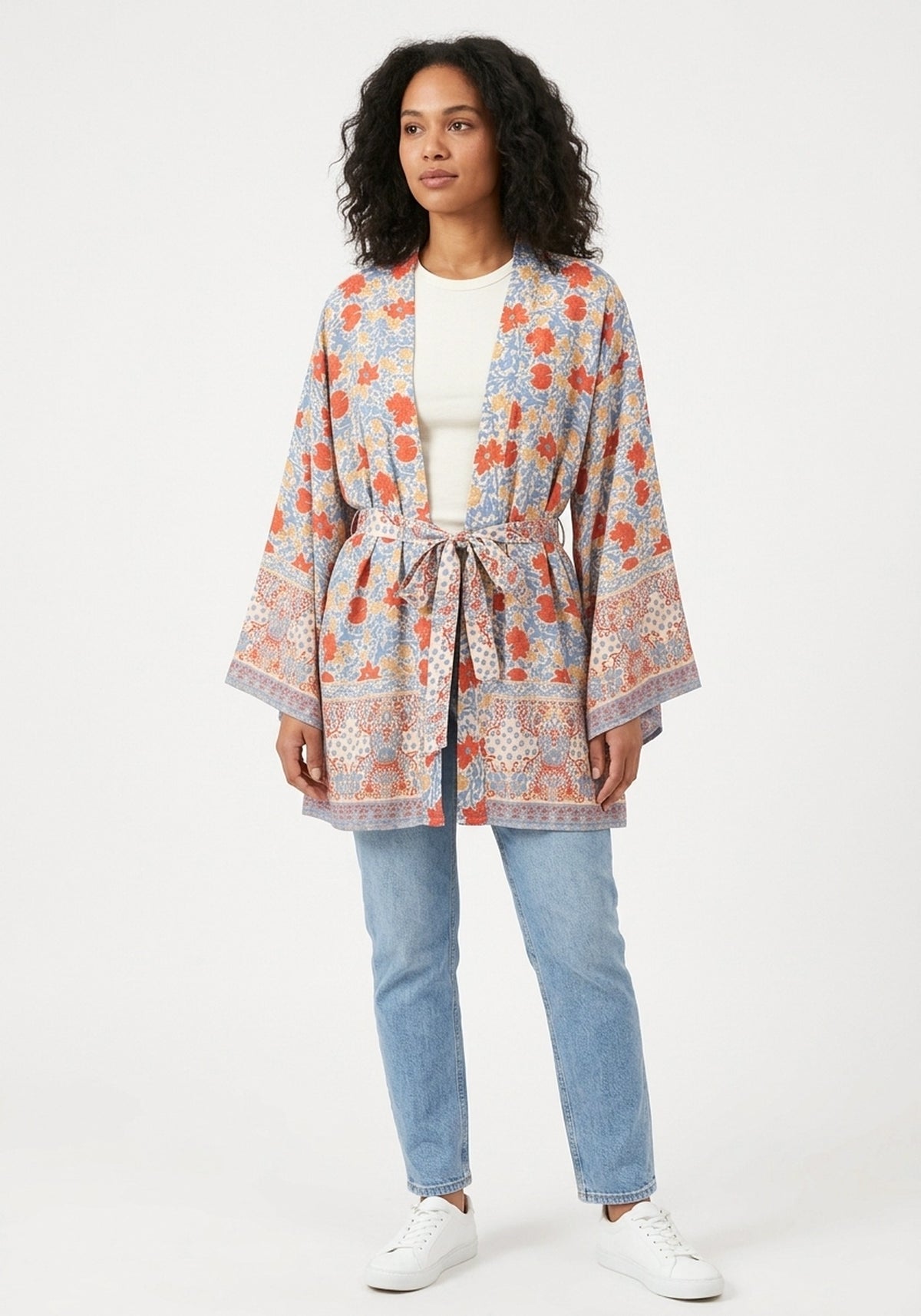 Kurzer Boho-Kimono Hellblau | Tsuzuri
