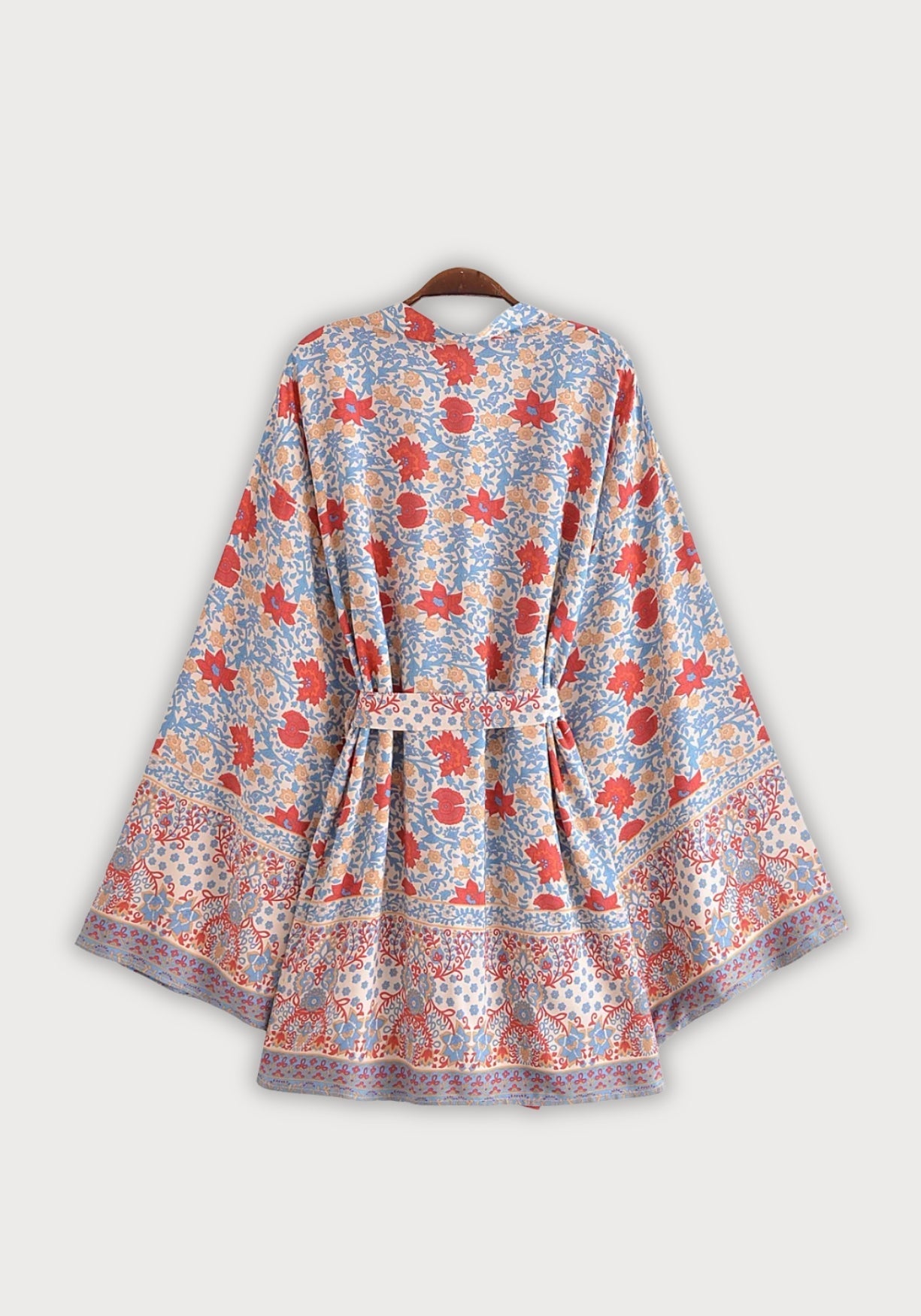 Kurzer Boho-Kimono Hellblau | Tsuzuri