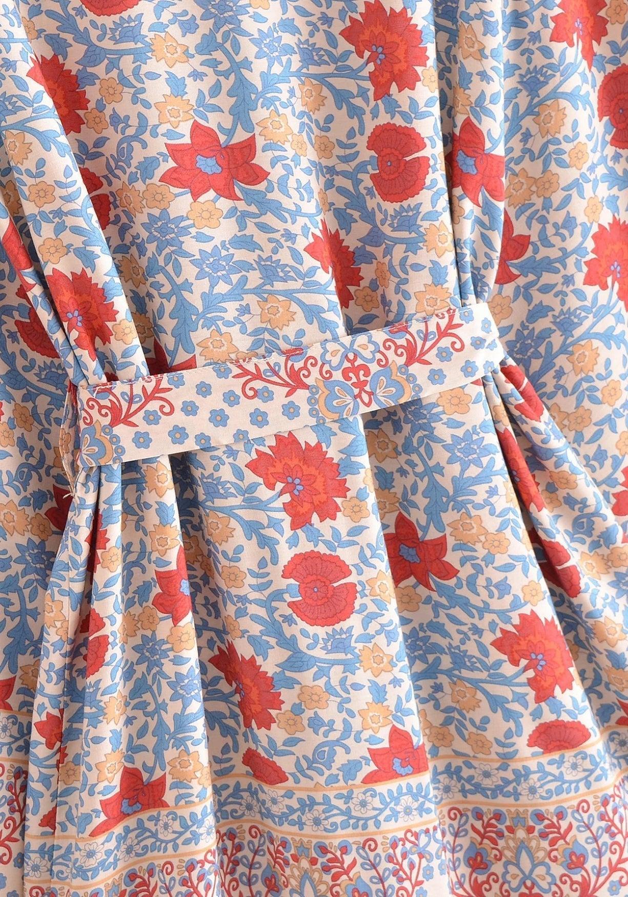 Kurzer Boho-Kimono Hellblau | Tsuzuri