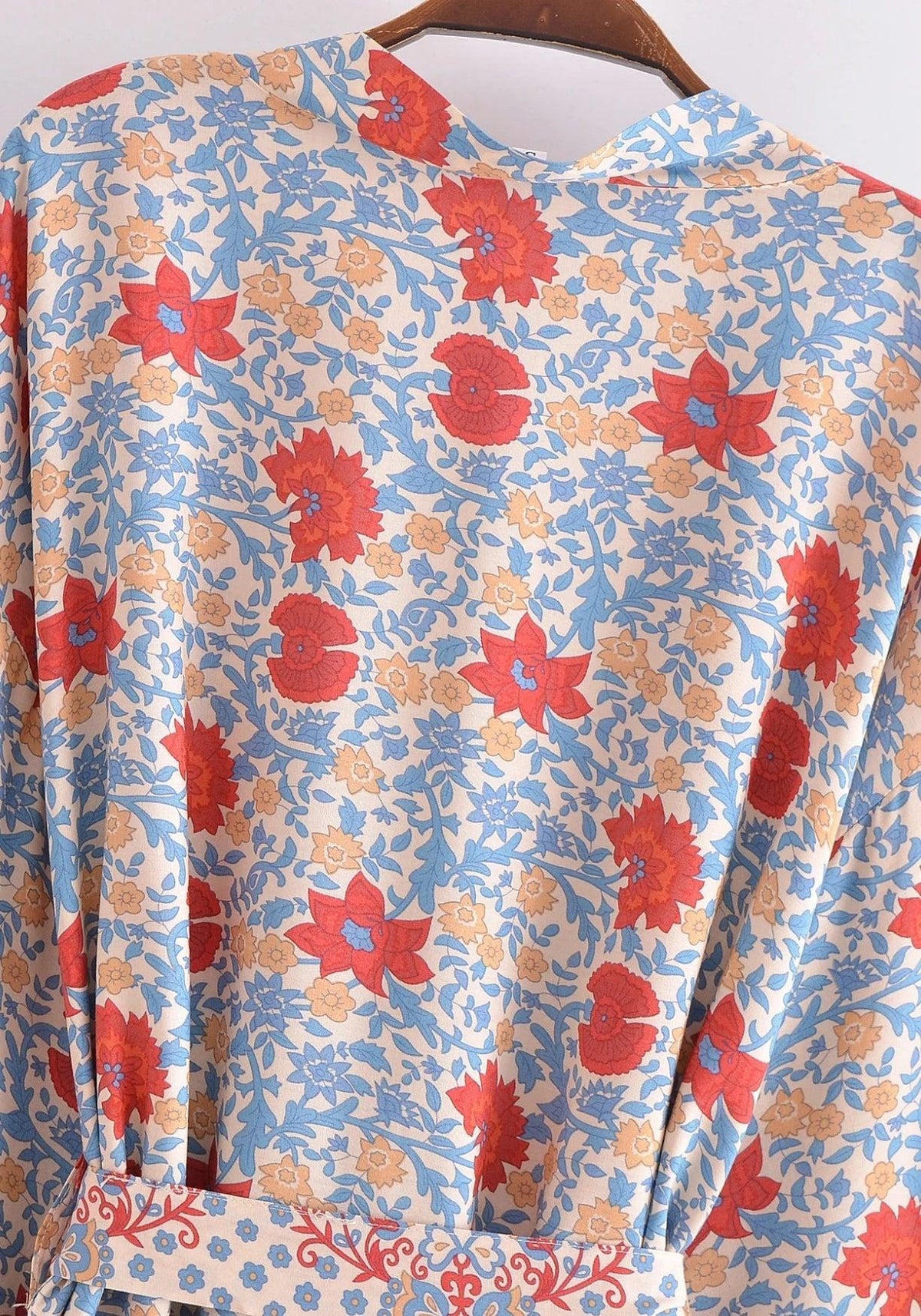 Kurzer Boho-Kimono Hellblau | Tsuzuri