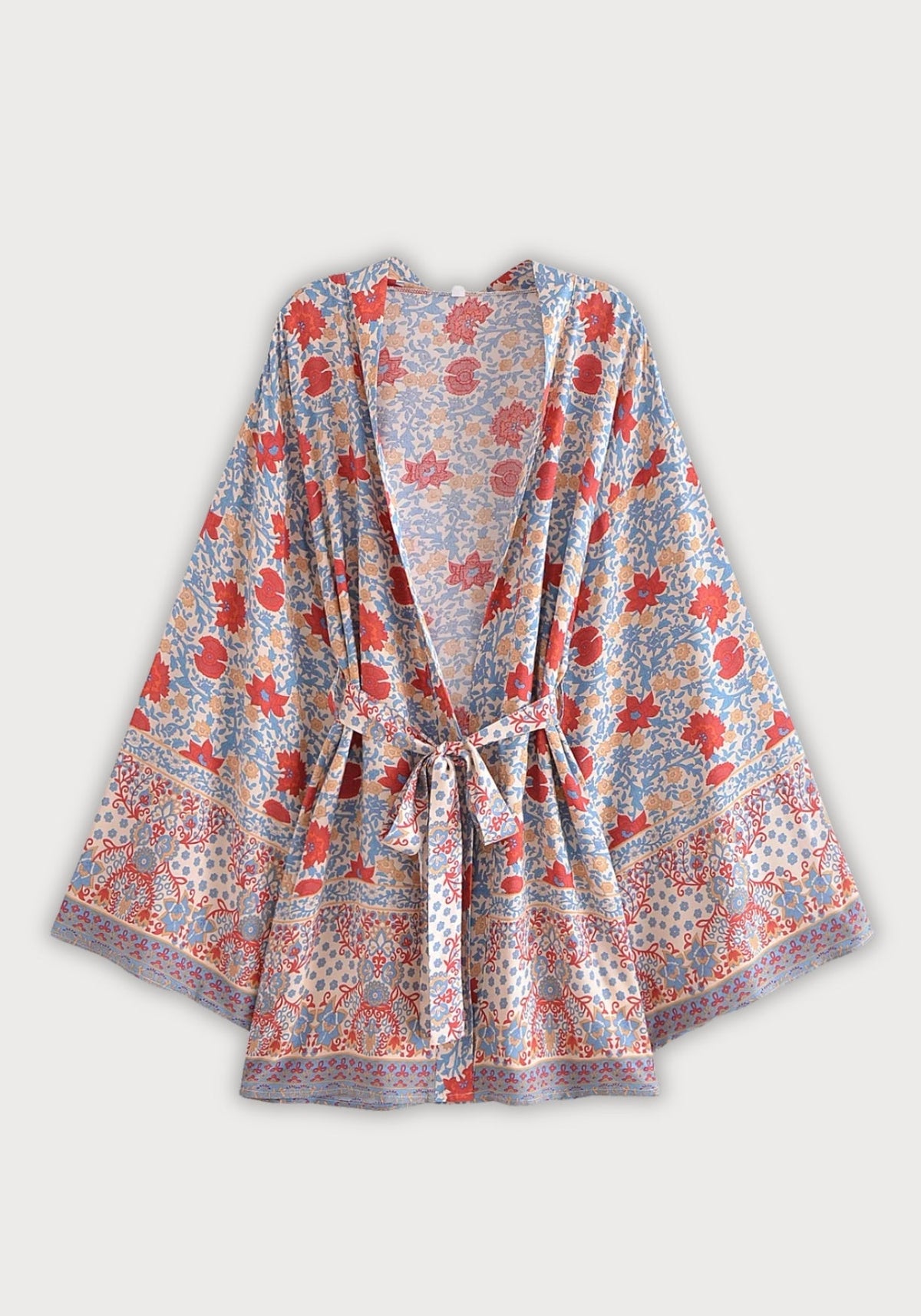 Kurzer Boho-Kimono Hellblau | Tsuzuri