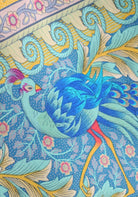 Langer Boho-Kimono Gelb-Türkis mit Blumenmuster