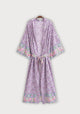 Langer Boho-Kimono Lila mit Streublumen | Sumihana