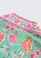 Langer Boho-Kimono Mintgrün mit Rosenmuster