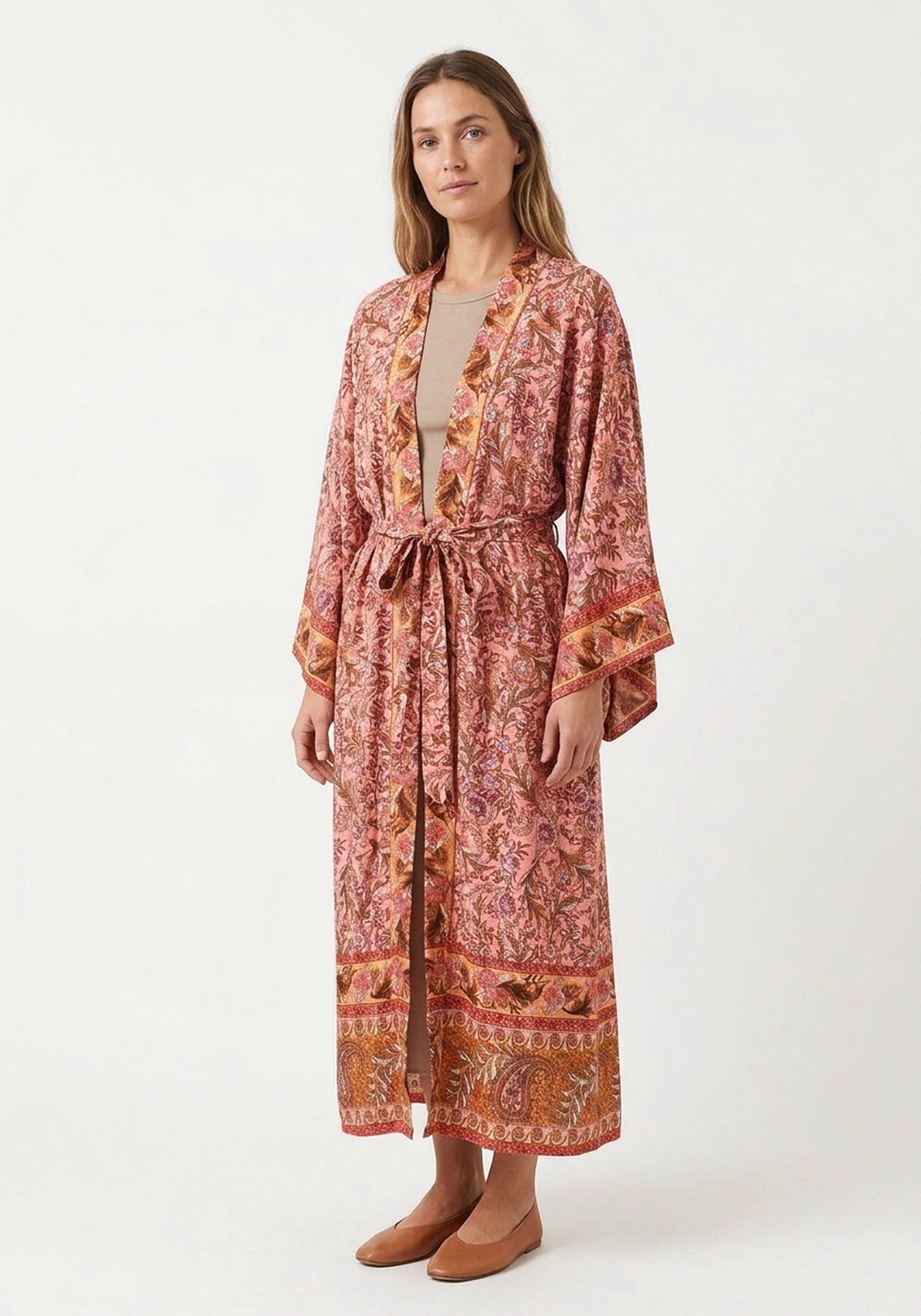 Langer Boho-Kimono Rosa | Kōrane