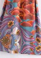 Langer Boho-Kimono Türkis mit Mond und Wolken | Solaria