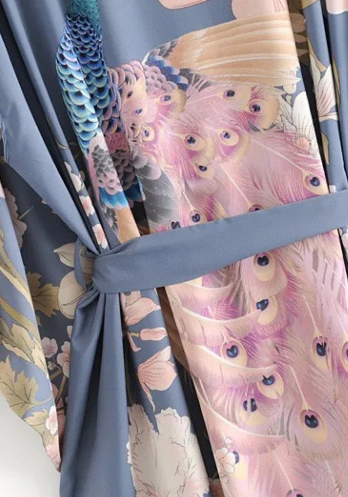 Langer Kimono mit Blumenmuster